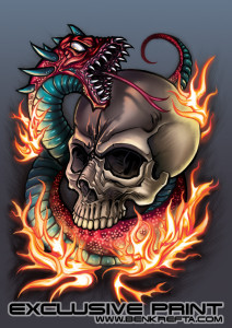 Skull and Snake Tattoo Print