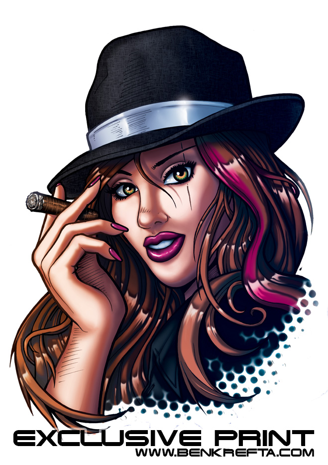 Smoking Gangster Girl Print