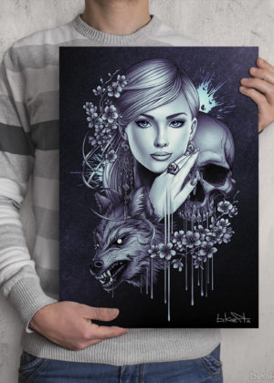 Skull Wolf Girl Print