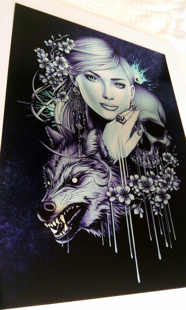 Skull Wolf Girl Print - Photo