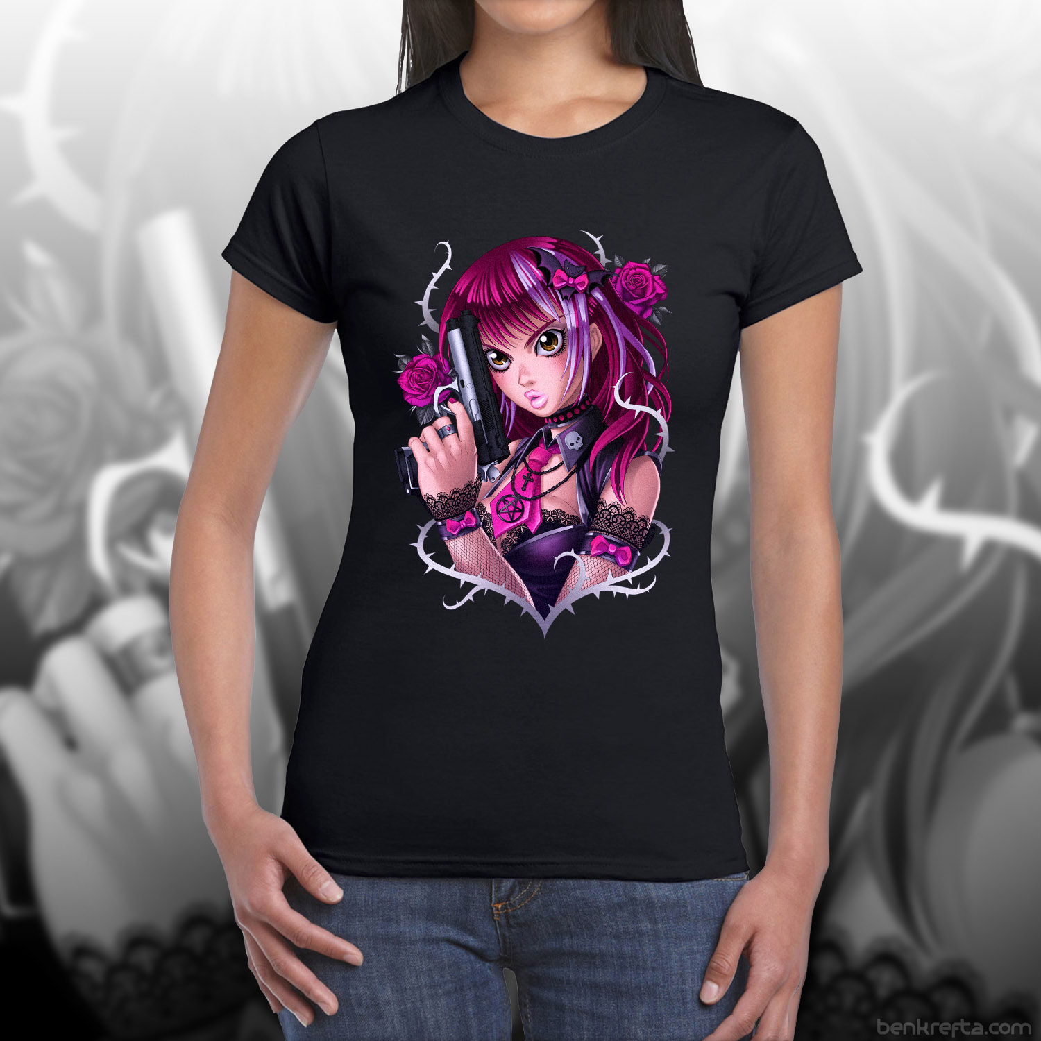 gun girl tshirt design