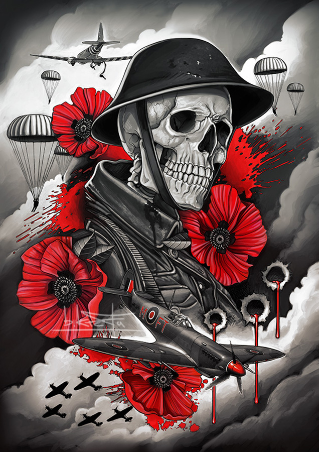 World War Skull Art