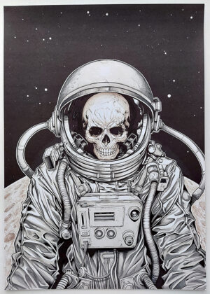 Skull Spaceman in Markers Art