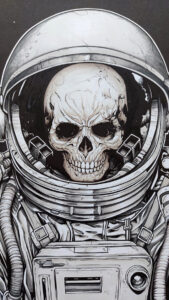 Skull Spaceman in Markers Art