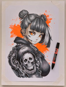 Neon Anime Cyberpunk Girl in Markers