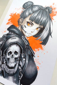 Neon Anime Cyberpunk Girl in Markers