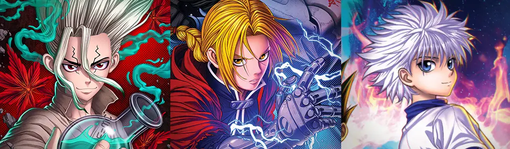 Anime Prints Sampler - Dr Stone FullMetal Alchemist and Hunter X Hunter